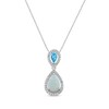 Thumbnail Image 0 of Pear-Shaped Swiss Blue Topaz, Lab-Created Opal, & White Lab-Created Sapphire Necklace Sterling Silver 18"