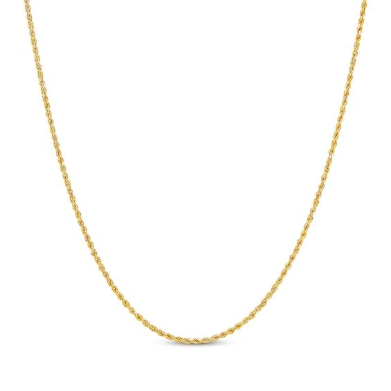 Glitter Rope Chain Necklace 1.6mm Solid 14K Yellow Gold 16"