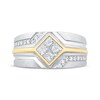 Thumbnail Image 3 of Men's Square-Cut Diamond Quad Wedding Band 1 ct tw 10K Two-Tone Gold