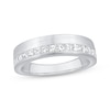 Thumbnail Image 1 of Men's Square-Cut Diamond Brushed Wedding Band 1 ct tw 10K White Gold