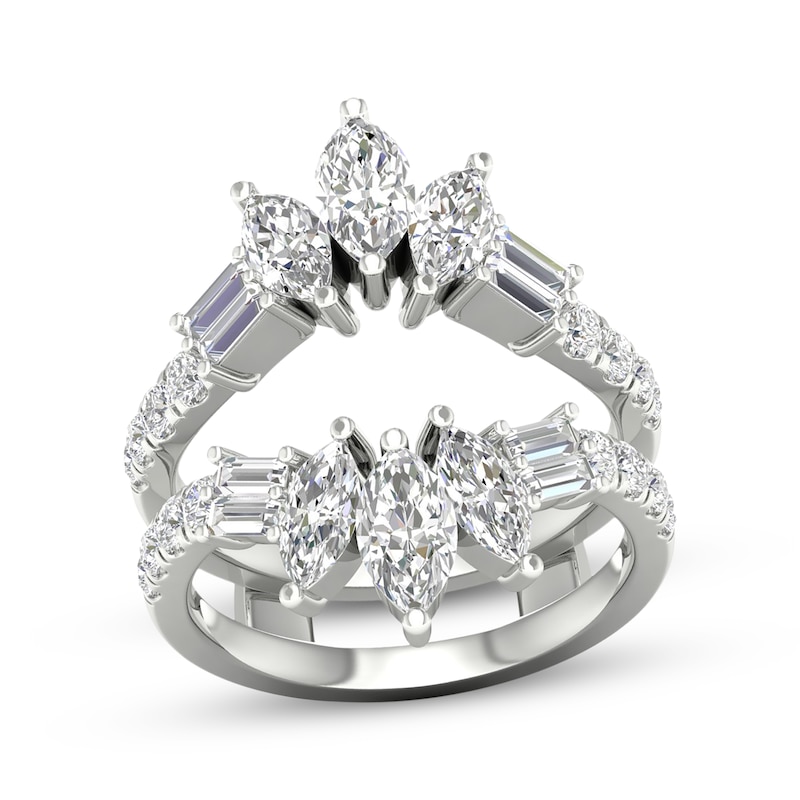 Main Image 1 of Lab-Grown Diamonds by KAY Marquise & Baguette-Cut Enhancer Ring 2-1/2 ct tw 14K White Gold