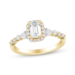 Emerald-Cut Diamond Halo Engagement Ring 1-1/4 ct tw 14K Yellow Gold