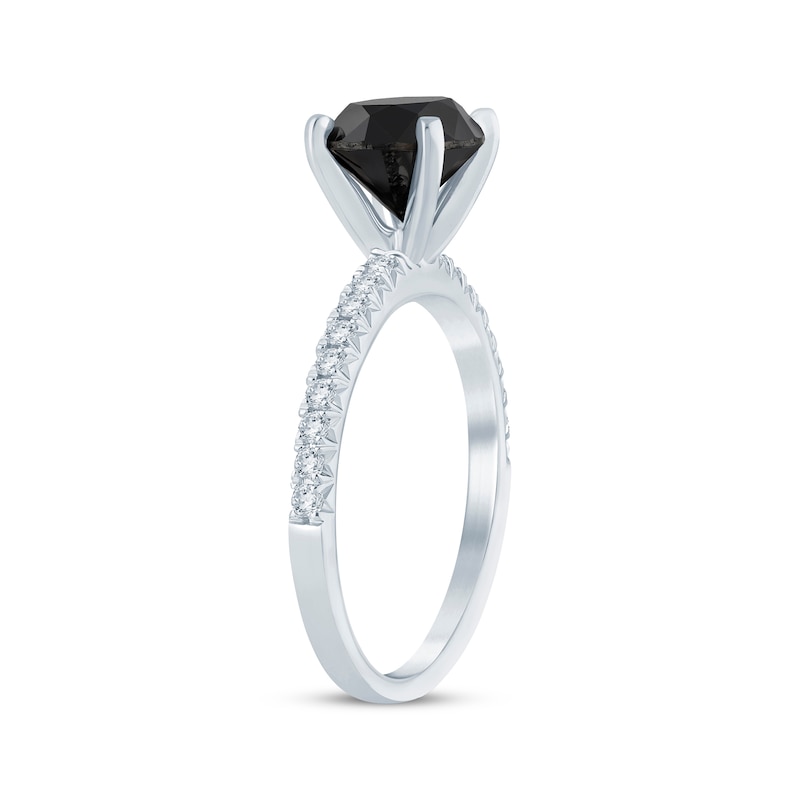 Main Image 2 of Round-Cut Black & White Diamond Engagement Ring 2-1/5 ct tw 14K White Gold