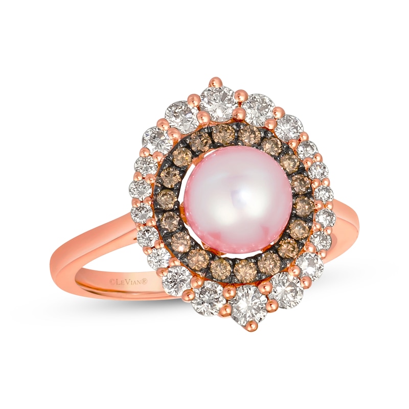 Main Image 1 of Le Vian Cultured Pink Pearl Ring 7/8 ct tw Diamonds 14K Strawberry Gold
