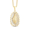 Thumbnail Image 1 of Men's White & Black Diamond Blessed Mother Diamond-Cut Necklace 1/6 ct tw 10K Yellow Gold 22"