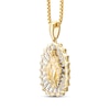 Thumbnail Image 2 of Men's White & Black Diamond Blessed Mother Diamond-Cut Necklace 1/6 ct tw 10K Yellow Gold 22"