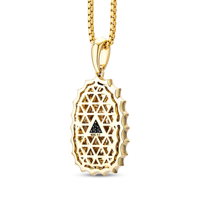 Main Image 3 of Men's White & Black Diamond Blessed Mother Diamond-Cut Necklace 1/6 ct tw 10K Yellow Gold 22"
