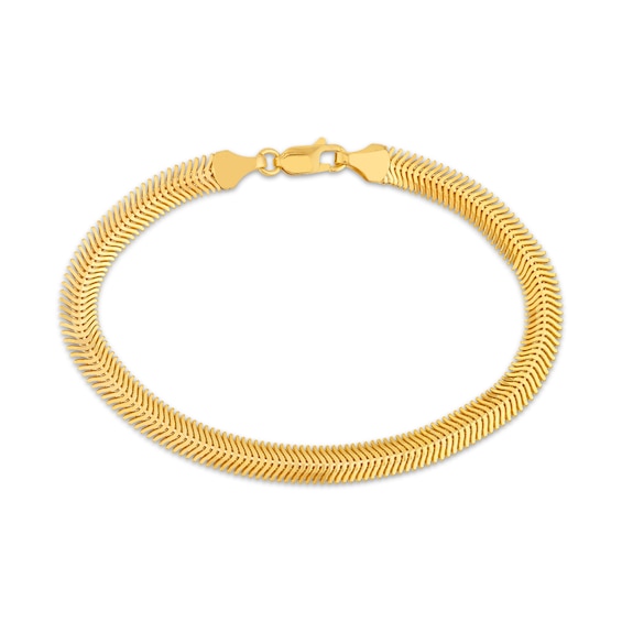 Diamond-Cut Snake Chain Bracelet Semi-Solid 10K Yellow Gold 7.5"