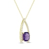 Thumbnail Image 2 of Cushion-Cut Amethyst & Diamond Necklace 1/3 ct tw 10K Yellow Gold 18"