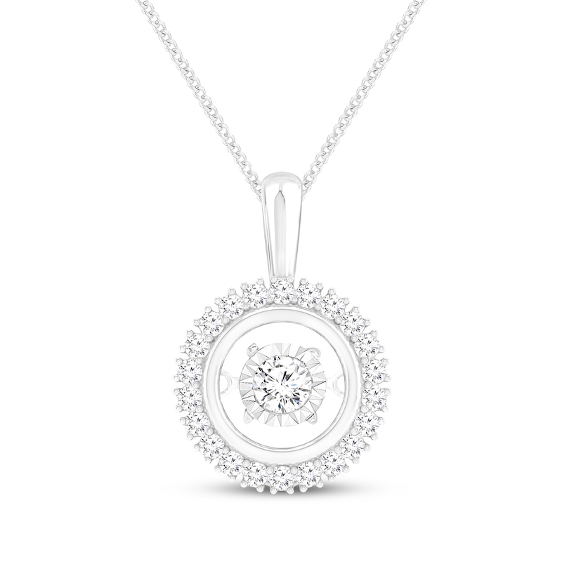 Main Image 1 of Unstoppable Love Diamond Halo Necklace 1/3 ct tw 10K White Gold 19"