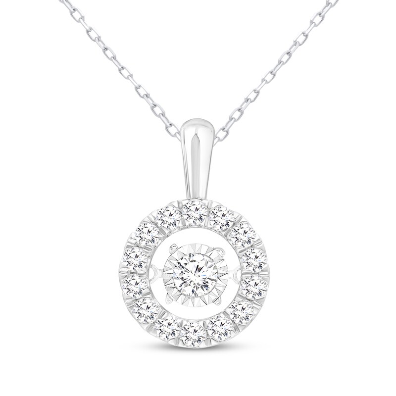 Main Image 1 of Unstoppable Love Lab-Grown Diamond Halo Necklace 1 ct tw 14K White Gold 18"