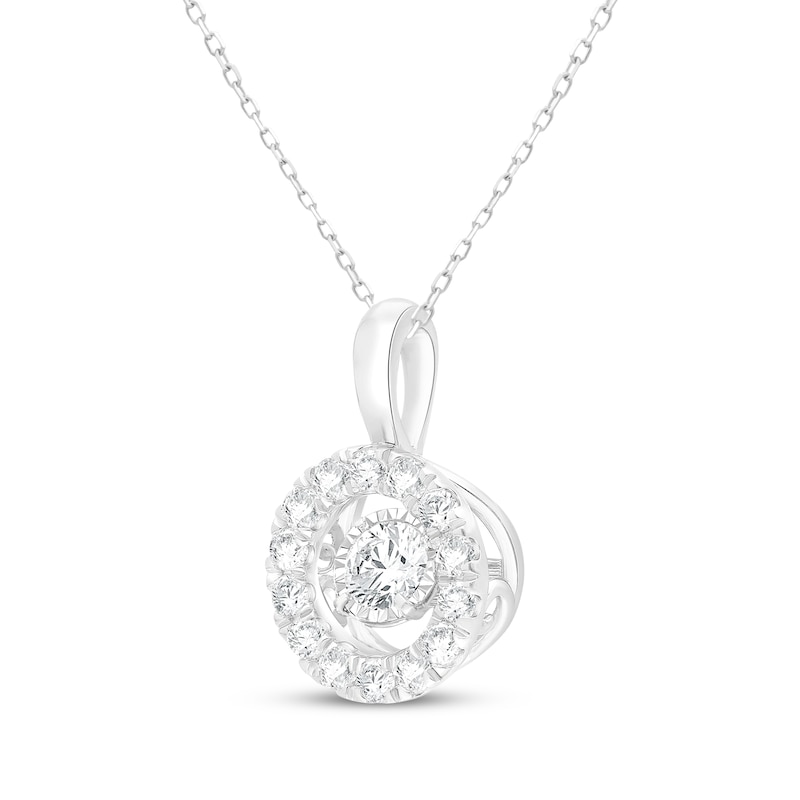 Main Image 2 of Unstoppable Love Lab-Grown Diamond Halo Necklace 1 ct tw 14K White Gold 18"