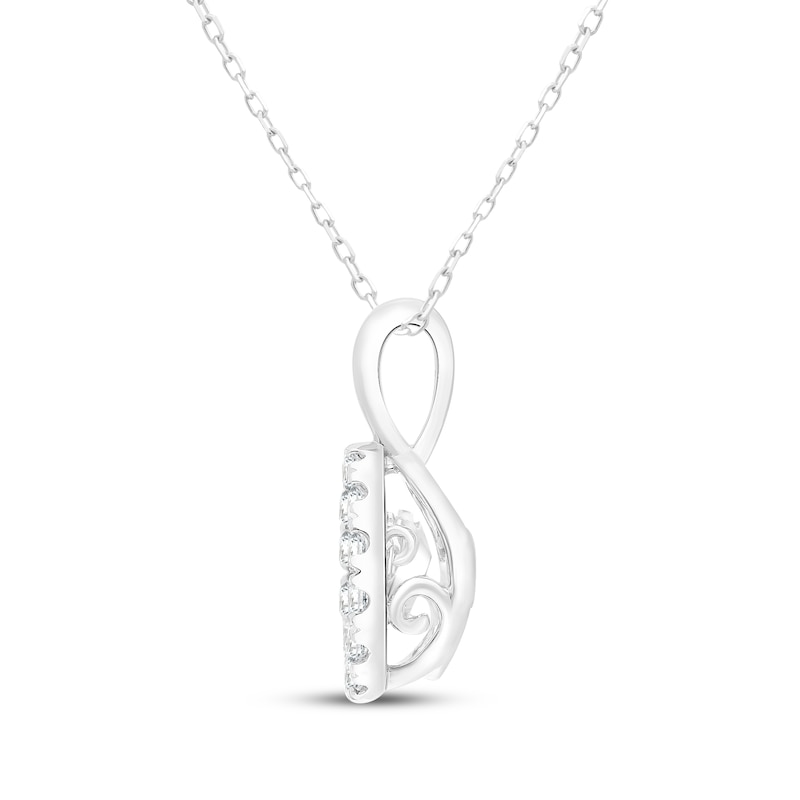 Main Image 3 of Unstoppable Love Lab-Grown Diamond Halo Necklace 1 ct tw 14K White Gold 18"