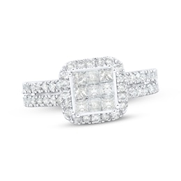 Adore Princess-Cut Multi-Diamond Engagement Ring 1 ct tw 10K White Gold