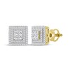 Thumbnail Image 1 of Multi-Diamond Square Double Halo Stud Earrings 3/4 ct tw 10K Yellow Gold