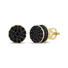 Thumbnail Image 1 of Men's Black Multi-Diamond Circle Stud Earrings 3/4 ct tw 10K Yellow Gold
