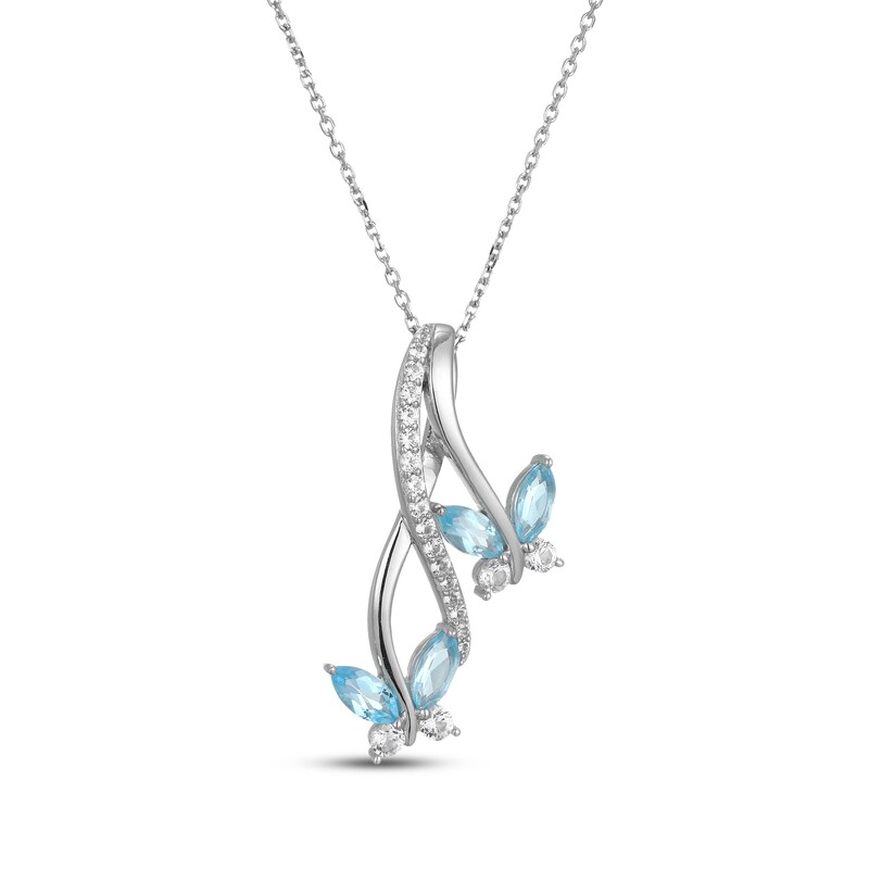 Main Image 2 of Marquise-Cut Swiss Blue Topaz & White Lab-Created Sapphire Butterfly Gift Set Sterling Silver