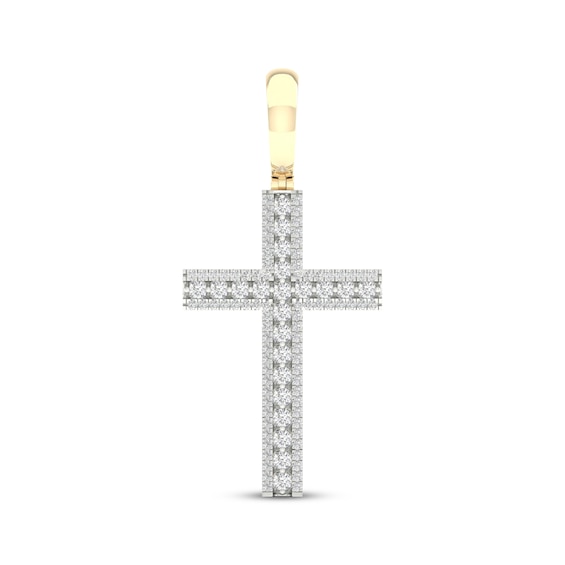 Men's Diamond Cross Charm 1-1/2 ct tw 10K Yellow Gold