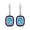 Thumbnail Image 2 of Cushion-Cut Swiss Blue Topaz, Blue & White Lab-Created Sapphire Dangle Hoop Earrings Sterling Silver