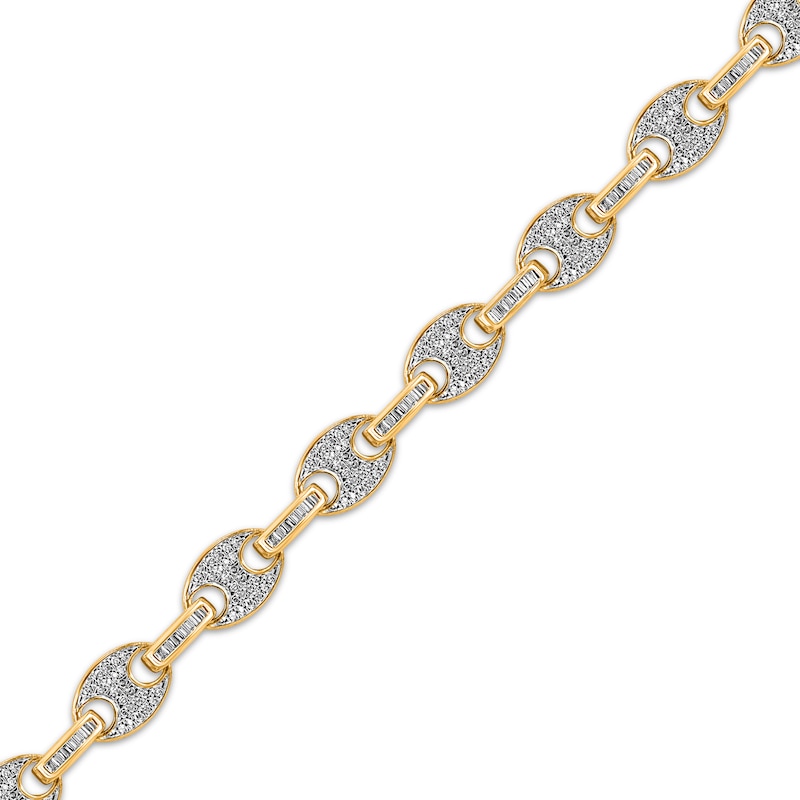 Main Image 2 of Men's Diamond Mariner Link Bracelet 1-1/4 ct tw 10K Yellow Gold 8.5"