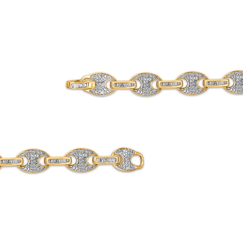 Main Image 3 of Men's Diamond Mariner Link Bracelet 1-1/4 ct tw 10K Yellow Gold 8.5"