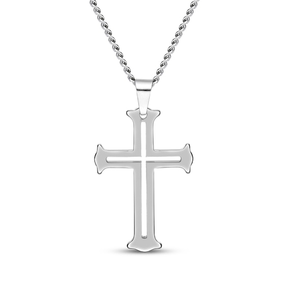 Men's Cutout Cross Necklace Stainless Steel 22"