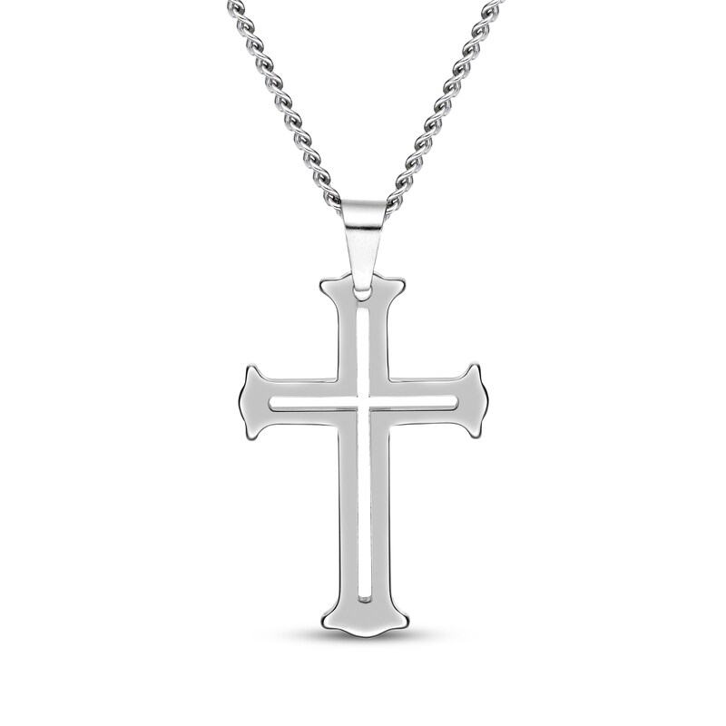 Main Image 1 of Men's Cutout Cross Necklace Stainless Steel 22"