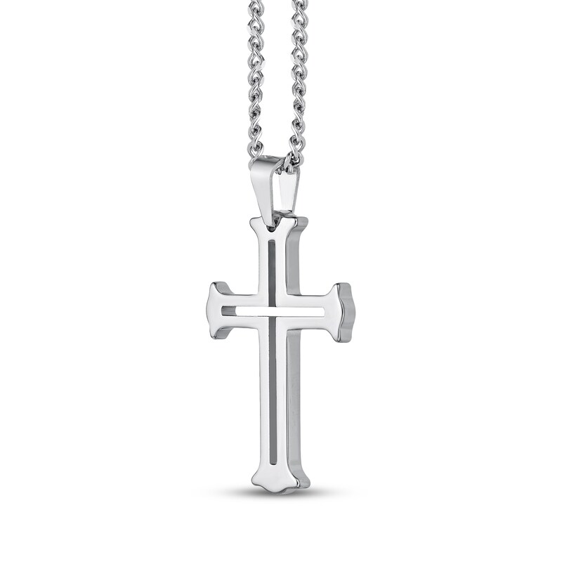 Main Image 2 of Men's Cutout Cross Necklace Stainless Steel 22"