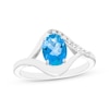 Thumbnail Image 1 of Oval-Cut Swiss Blue Topaz & White Lab-Created Sapphire Ring Sterling Silver