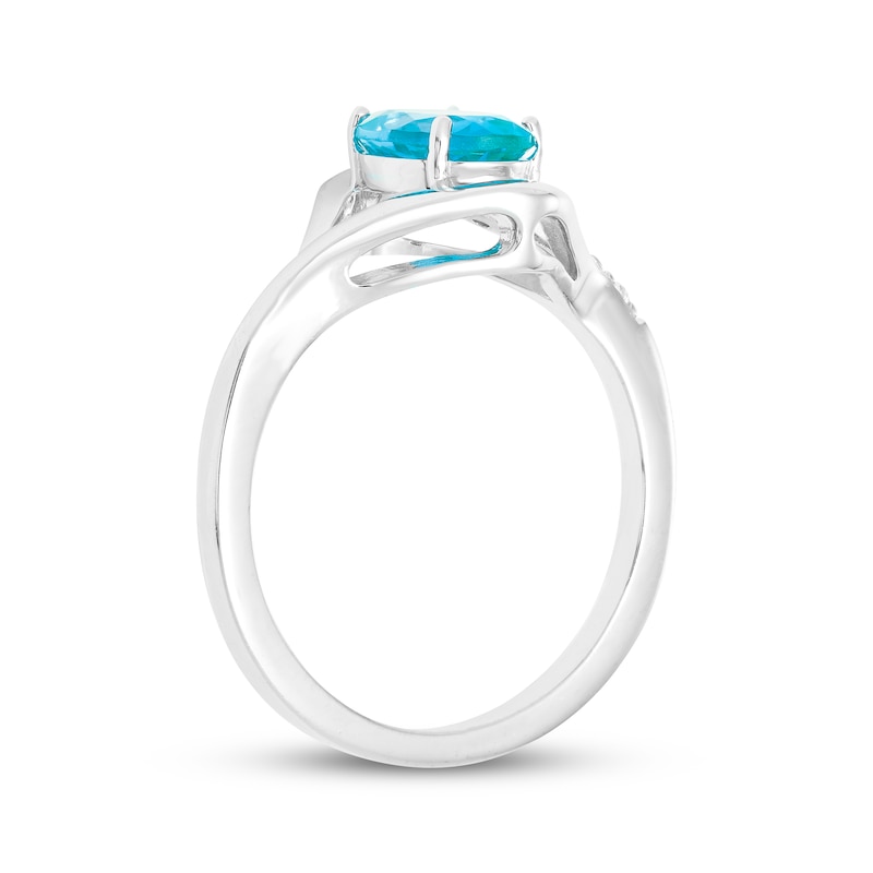 Main Image 2 of Oval-Cut Swiss Blue Topaz & White Lab-Created Sapphire Ring Sterling Silver