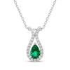 Thumbnail Image 1 of Pear-Shaped Lab-Created Emerald & White Lab-Created Sapphire Drop Necklace Sterling Silver 18"