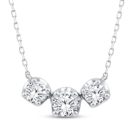 Memories Moments Magic Diamond Three-Stone Necklace 1 ct tw 10K White Gold 18"