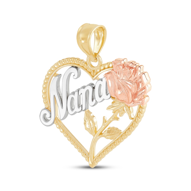 Main Image 2 of "Nana" Heart & Rose Charm 14K Two-Tone Gold