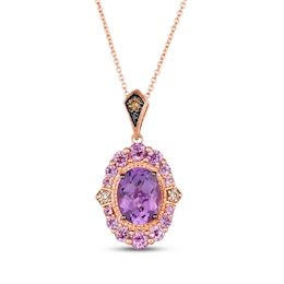 Le Vian Oval-Cut Amethyst & Pink Tourmaline Necklace 1/15 ct tw Diamonds 14K Strawberry Gold 20&quot;