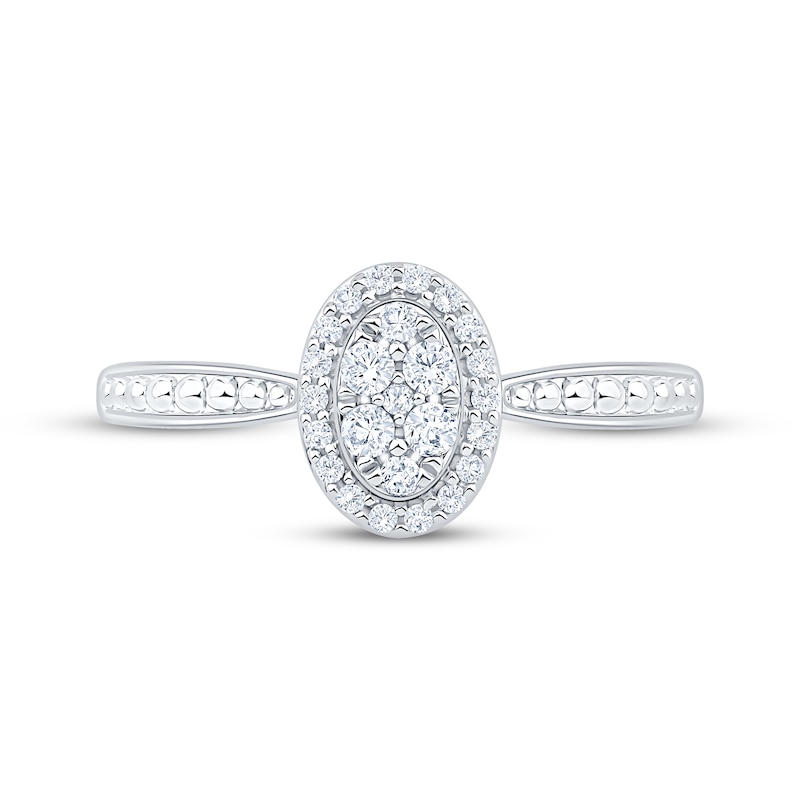 Main Image 3 of Multi-Diamond Oval Halo Fashion Ring 1/5 ct tw 10K White Gold