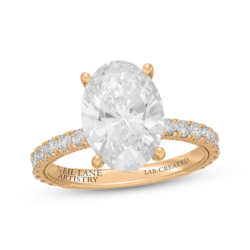 Main Image 1 of Neil Lane Artistry Oval-Cut Lab-Grown Diamond Engagement Ring 4-5/8 ct tw 14K Yellow Gold
