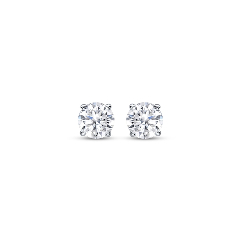 Main Image 2 of Round-Cut Diamond Solitaire Stud Earrings 1/2 ct tw 10K White Gold (I/I3)