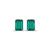 Thumbnail Image 2 of Emerald-Cut Lab-Created Emerald & White Lab-Created Sapphire Hidden Halo Stud Earrings Sterling Silver