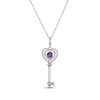 Thumbnail Image 1 of Amethyst & White Lab-Created Sapphire Heart Key Necklace Sterling Silver 18"