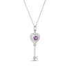 Thumbnail Image 2 of Amethyst & White Lab-Created Sapphire Heart Key Necklace Sterling Silver 18"