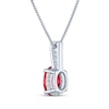Thumbnail Image 3 of Oval-Cut Lab-Created Ruby & White Lab-Created Sapphire Drop Necklace Sterling Silver 18"