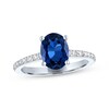 Thumbnail Image 1 of Oval-Cut Blue Lab-Created Sapphire & White Lab-Created Sapphire Ring Sterling Silver