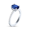 Thumbnail Image 2 of Oval-Cut Blue Lab-Created Sapphire & White Lab-Created Sapphire Ring Sterling Silver