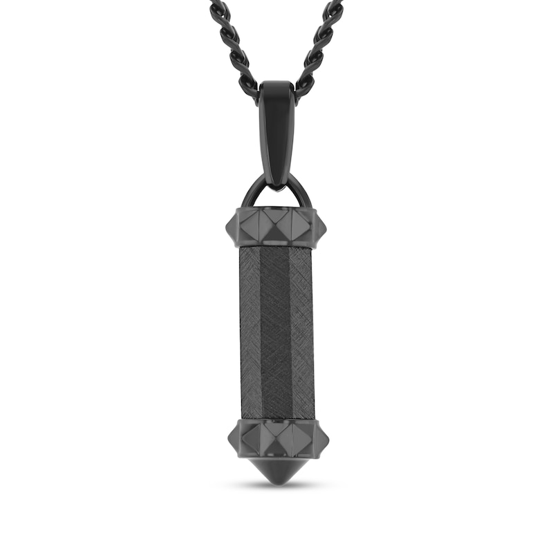 Main Image 1 of Men's Barrel Pendant Necklace Black Ion-Plated Stainless Steel Solid 24"