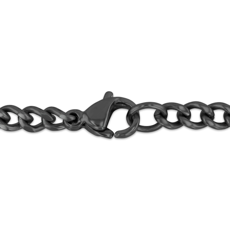 Main Image 3 of Men's Barrel Pendant Necklace Black Ion-Plated Stainless Steel Solid 24"