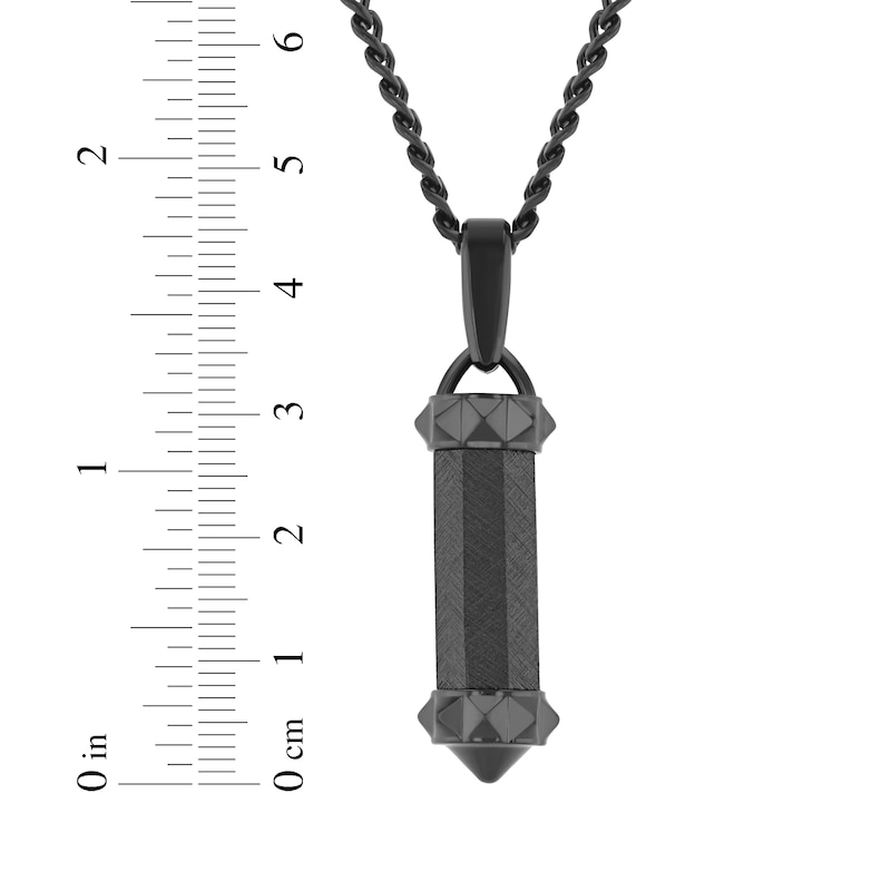 Main Image 4 of Men's Barrel Pendant Necklace Black Ion-Plated Stainless Steel Solid 24"