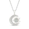 Thumbnail Image 1 of Lab-Created Opal & White Lab-Created Sapphire Crescent Moon & Sun Necklace Sterling Silver 18"