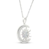 Thumbnail Image 2 of Lab-Created Opal & White Lab-Created Sapphire Crescent Moon & Sun Necklace Sterling Silver 18"