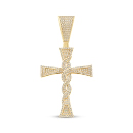 Men's Diamond Twist Cross Charm 3/8 ct tw 10K Yellow Gold