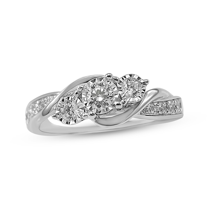 Main Image 1 of Adore Round-Cut Diamond Three-Stone Engagement Ring 1/2 ct tw 14K White Gold